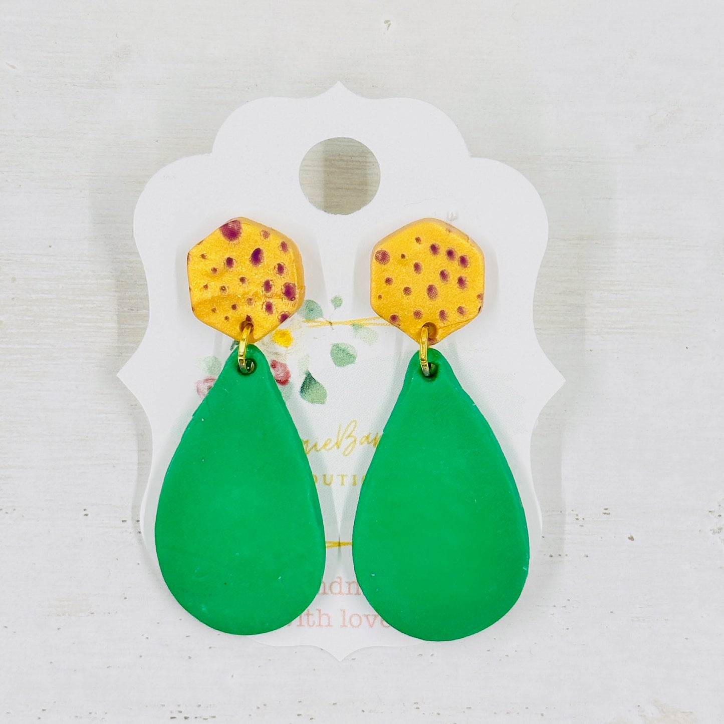 Mardi Gras Dot Polymer Clay Earrings