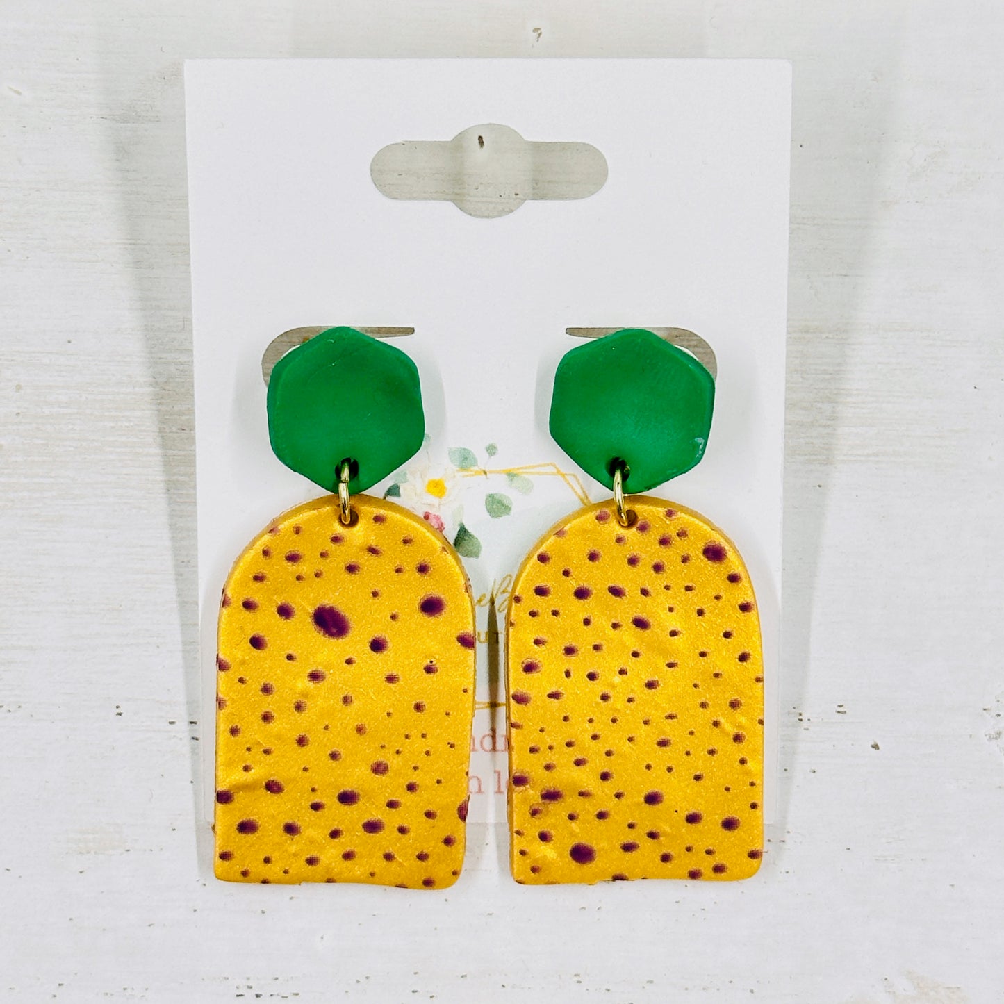 Mardi Gras Dot Polymer Clay Earrings