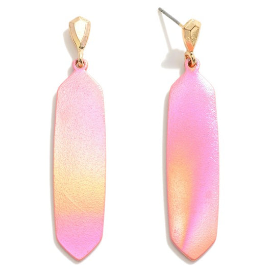 Iridescent Coated Metal Drop Earrings