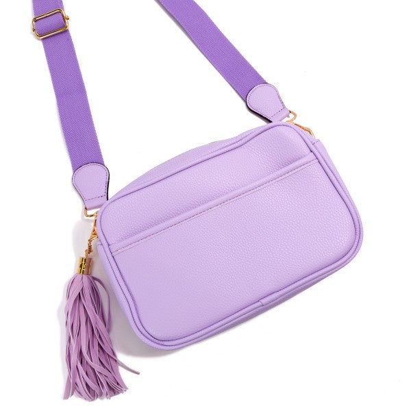 Rectangle Faux Leather Crossbody with Removable Matching Strap and Tassel-Multiple Colors