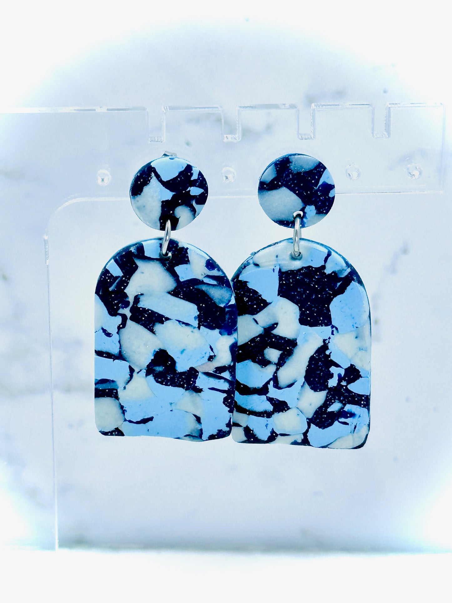 Light Blue and Navy Polymer Clay Earrings-Multiple Styles
