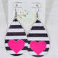 Striped Teardrop with Heart Faux Leather