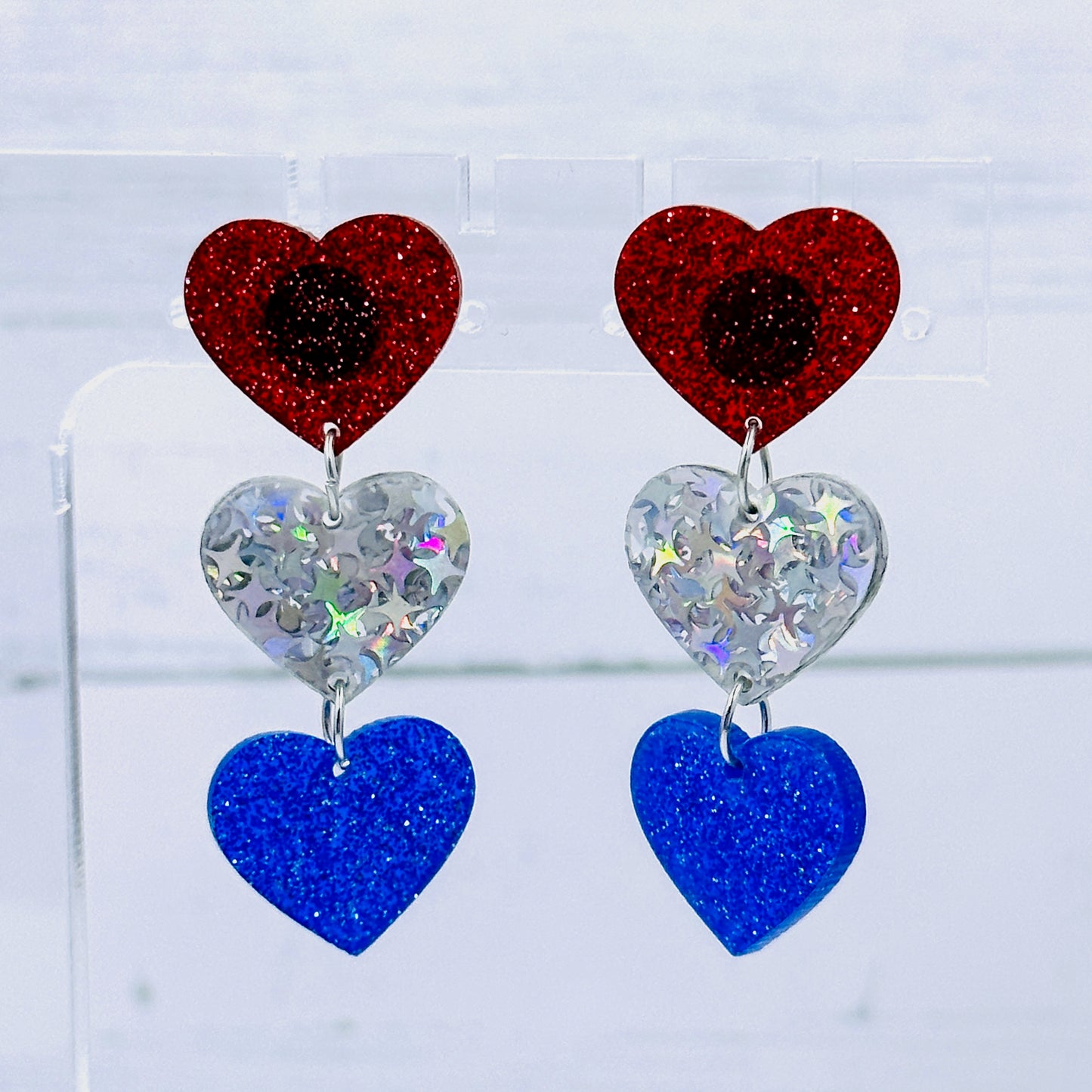 Red, White and Blue Dangle Earrings